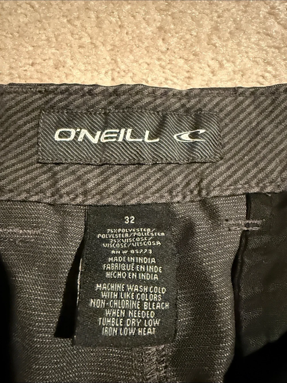 O'Neill Men's Dark Charcoal Flat Front Shorts